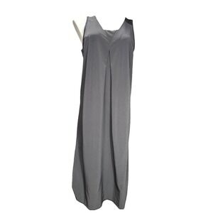 Lucy Small Black Slip Swing Dress Mesh V Back‎ MIDI Length